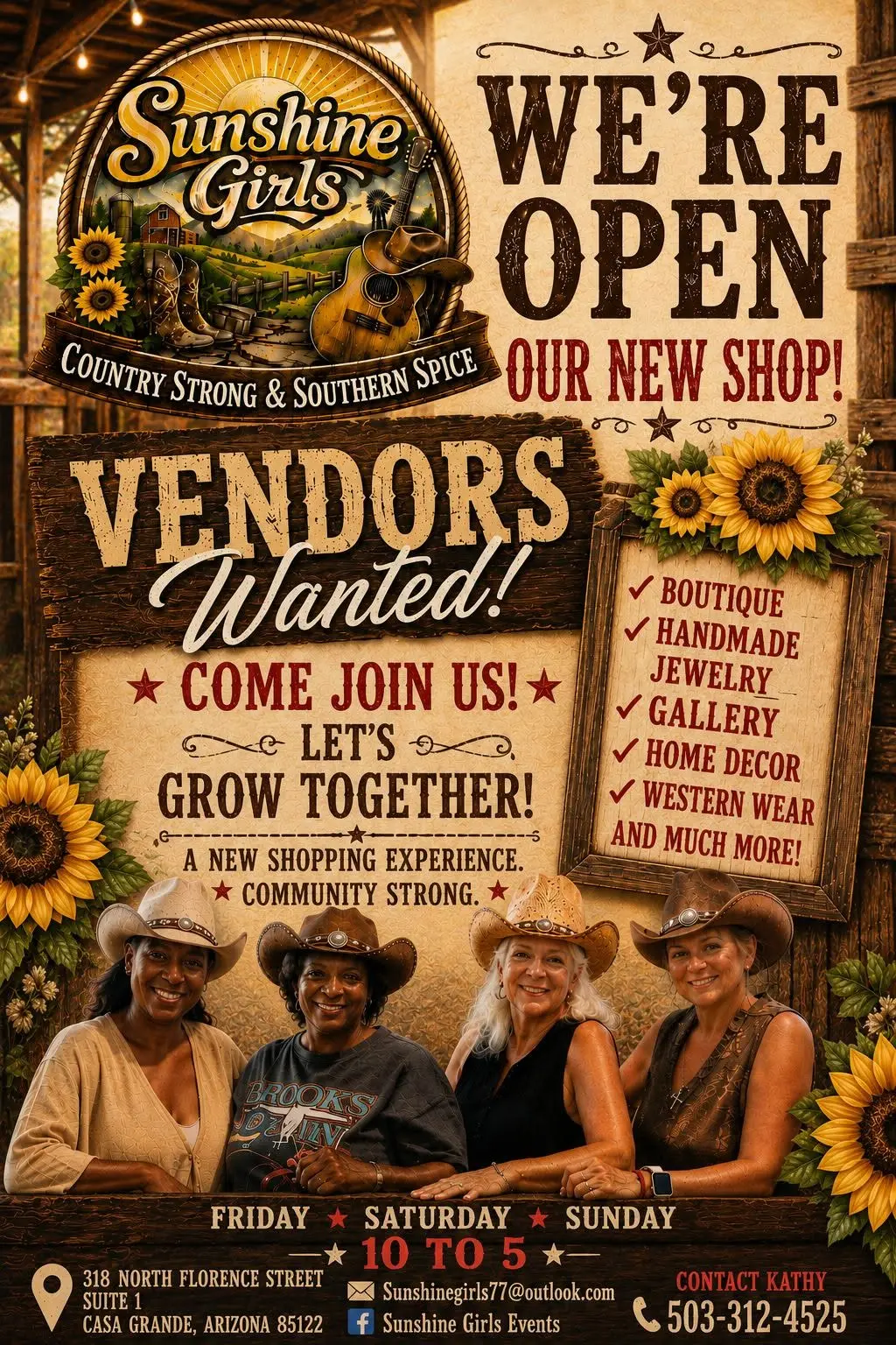 Sunshine Girls - We're open, vendors wanted flyer