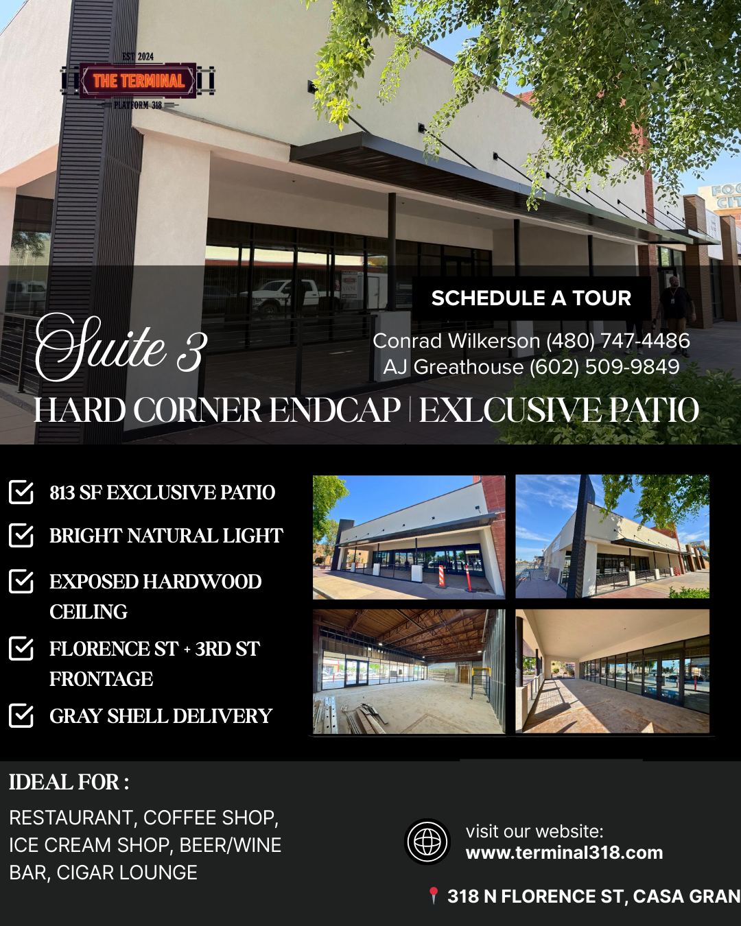 Suite 3 — Hard Corner Endcap with Exclusive Patio