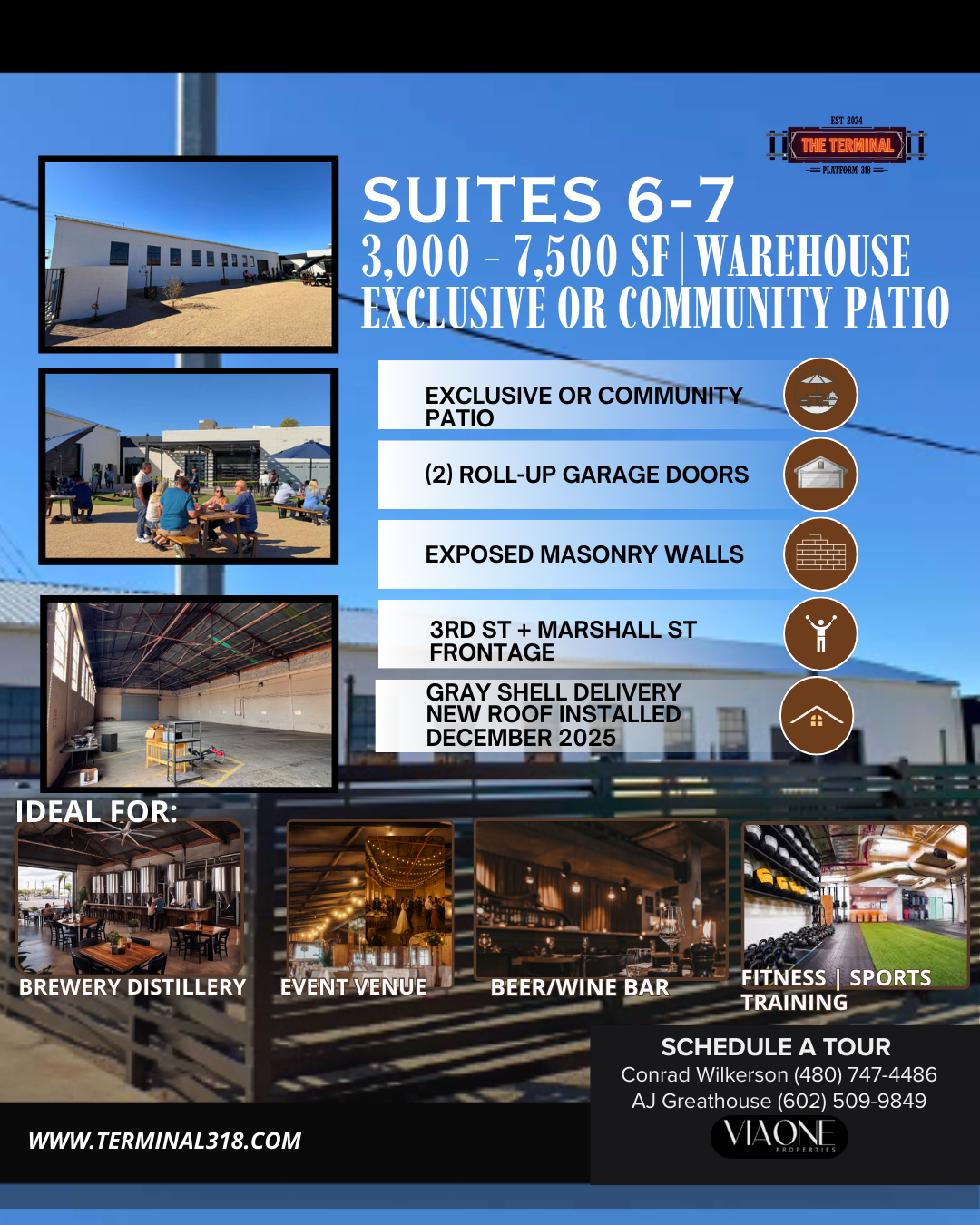 Suites 6-7 — 3,000–7,500 SF Warehouse with Patio